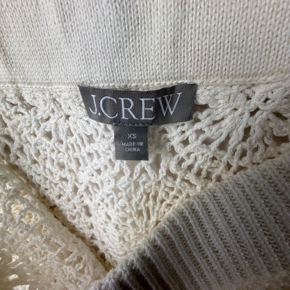 J.Crew Crochet Sweater Skirt Womens XS Ivory Cream Knit Midi Fitted Boho Coastal - Picture 5 of 6